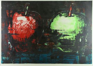 FINK, Aaron. Color Lithograph. "Two Apples".