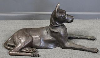 Vintage and Life Size Bronze Sculpture of a Dog.