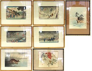 Seven Japanese Woodblock Prints.