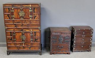 Group of Four Korean Brass Mounted Chests.