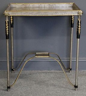Enameled and Polished Steel Decorative Table.