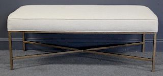 Upholstered Bench with X Frame Metal Base.