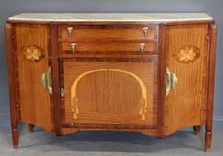 Fine Art Deco Inlaid and Marbletop Cabinet.
