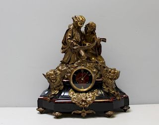French Bronze and Marble Figural Clock.