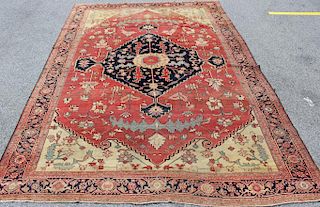 Antique and Finely Handmade Heriz Carpet.