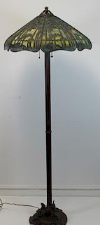 HANDEL. Signed Floor Lamp and Shade.