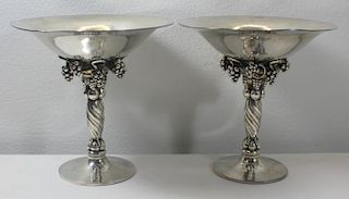 STERLING. Pair of Georg Jensen 263A Tazzas or