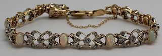 JEWELRY. Antique 14kt Gold, Opal, and Diamond