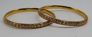 JEWELRY. Pair of 21kt Gold Bangle Bracelets.