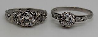 JEWELRY. Platinum and Diamond Ring Grouping.