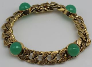 JEWELRY. Signed 14kt Gold and Colored Gem Bracelet