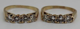 JEWELRY. Pair of 14kt Gold and Diamond Rings.