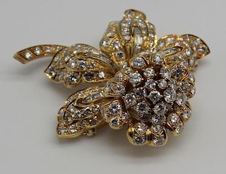 JEWELRY. French 18kt Gold, and Diamond Floral Form