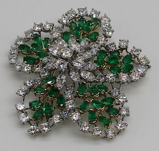 JEWELRY. Platinum and 18kt Gold Emerald and