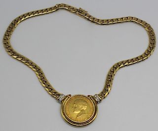JEWELRY. 14kt Gold and Italian 40 Lire Gold Coin