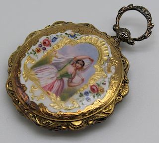 JEWELRY. French 18kt Gold and Enamel Pocket Watch.
