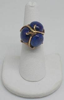 JEWELRY. 14kt Gold and Lapis Lazulis Cocktail Ring