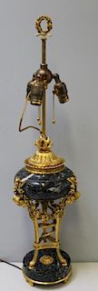 Finest Quality Marble and Gilt Bronze Lamp.