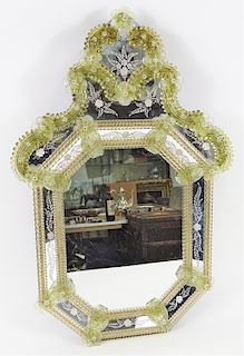 Mid Century Murano Glass Floral Venetian Mirror