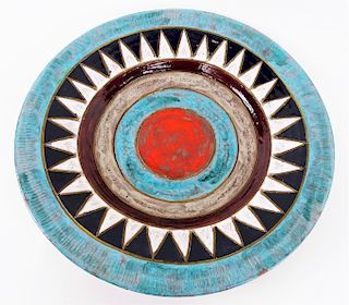 Large Native American Glazed Pottery Charger