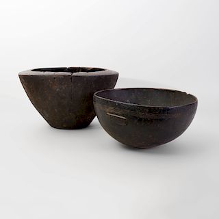 African Wood Bowl and a Large Tapered Wood Bowl