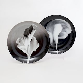 Pair of Robert Mapplethorpe Photographic Printed Porcelain 'Calla Lily' and 'Flower' Plates, for Swid Powell