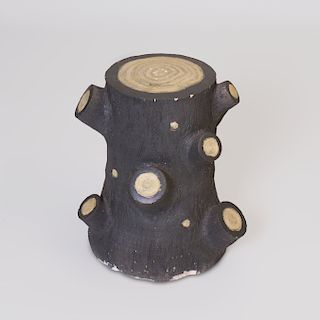 Tree-Trunk-Shaped Pottery Garden Seat