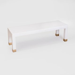 Karl Springer Brass-Mounted Textured Leather Low Table 