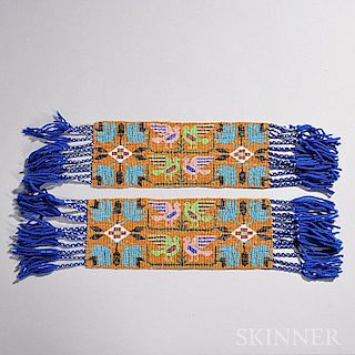 Pair of Mesquakie Loom-woven Pictorial Beaded Garters