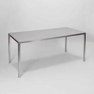 Stainless Steel and Leather Center Table