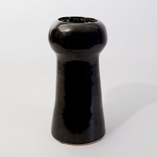 French Black Glazed Ceramic Vessel, c. 1960