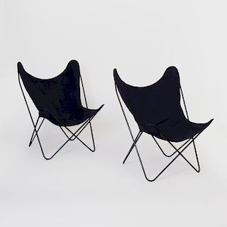 Pair of Metal and Canvas 'Butterfly' Chairs