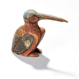 Micmac Polychrome Carved Wood Hummingbird