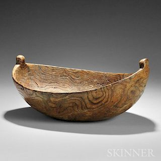 Woodlands Carved Burl Bowl and Two Mush Paddles