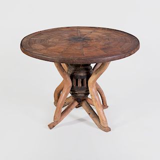 Rustic Parquetry Center Table