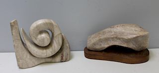 2 Midcentury Abstract Marble Sculptures.