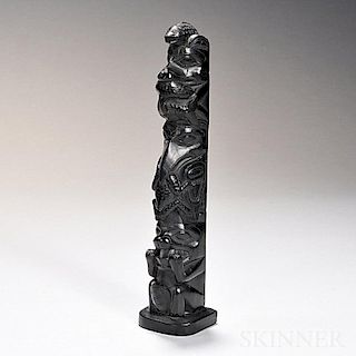 Haida Carved Argillite Model Totem Pole