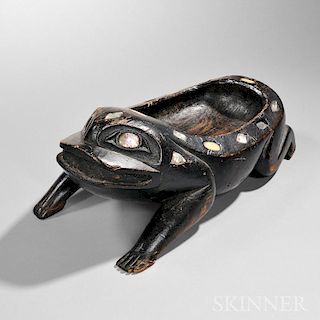 Tlingit Carved Wood Frog Bowl