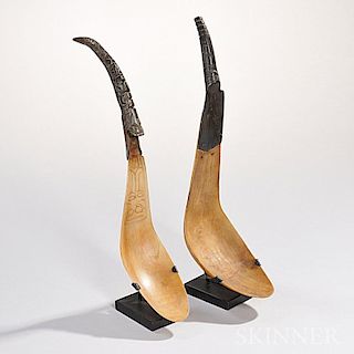 Two Northwest Coast Carved Horn Spoons