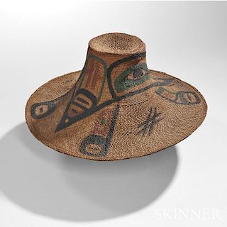 Kwakiutl Painted Woven Spruce Root Hat
