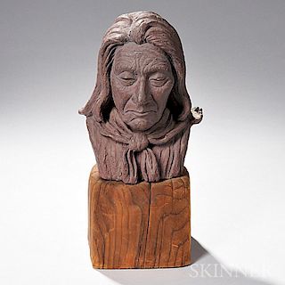 Plaster or Clay Bust of Oglala Chief Red Cloud