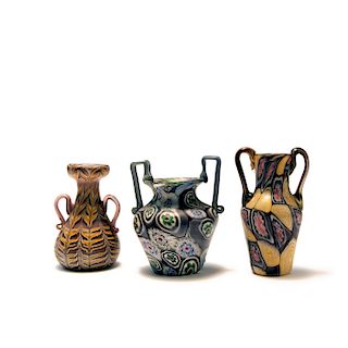 Three 'Murrine' vases with handles, c. 1903-05