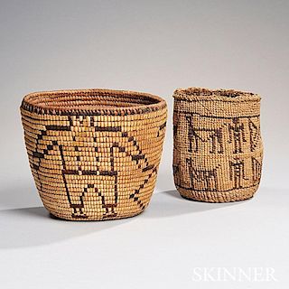 Two Northwest Pictorial Baskets