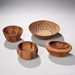 Four Western Coiled Baskets