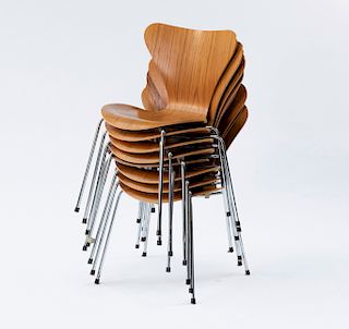Eight '3107' side chairs, 1955