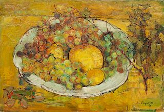 Andre Vignoles, (French, 1920-2017), Still Life of Fruit in a Bowl, 1956  