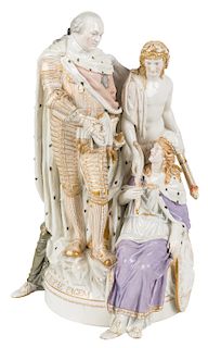 A KPM PORCELAIN GROUP FIGURINE DEPICTING THE ROYAL FAMILY OF FRANCE, BERLIN, CIRCA 1880S