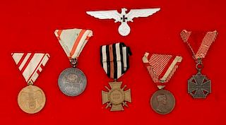 German WWI Medals and Veteran's Eagle, Lot of Six 