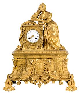 AN ORNATE 19TH CENTURY FRENCH ORMULU CLOCK, SIFFLETS J.NEL A PARIS