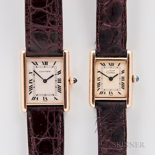 Two Cartier Tank Manual-wind Wristwatches
